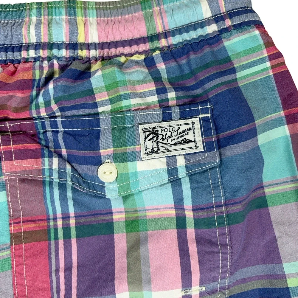 Polo Ralph Lauren Swim Trunks Men's Size XL Pony Plaid Inseam 5